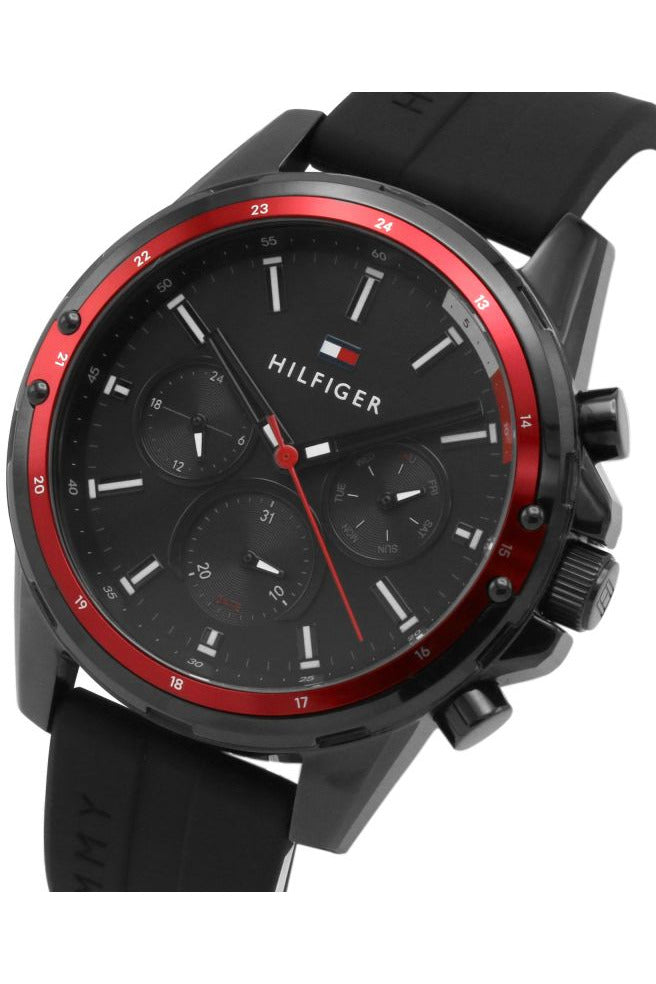 Buy Tommy Hilfiger Mens Quartz Silicone Strap Black Dial 45mm Watch - 1791793 in Pakistan