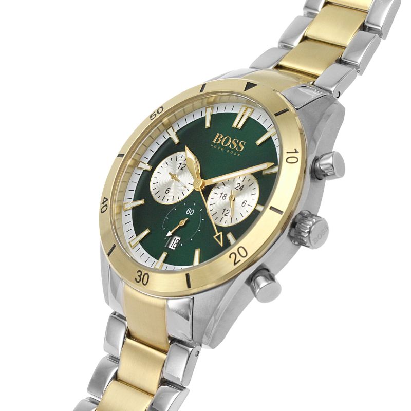 Buy Hugo Boss Mens Chronograph Quartz Stainless Steel Green Dial 44mm Watch - 1513872 in Pakistan
