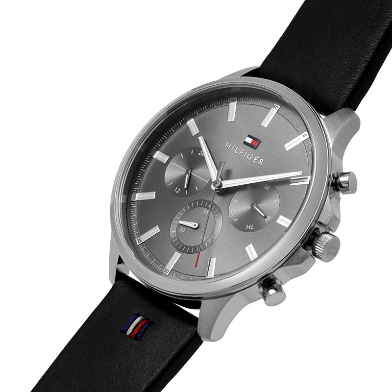 Buy Tommy Hilfiger Mens Quartz Black Leather Strap Grey Dial 44mm Watch - 1710495 in Pakistan
