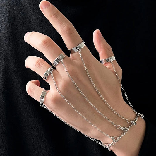 Buy Orb & Gravel Chains Ring Bracelet - Silver in Pakistan