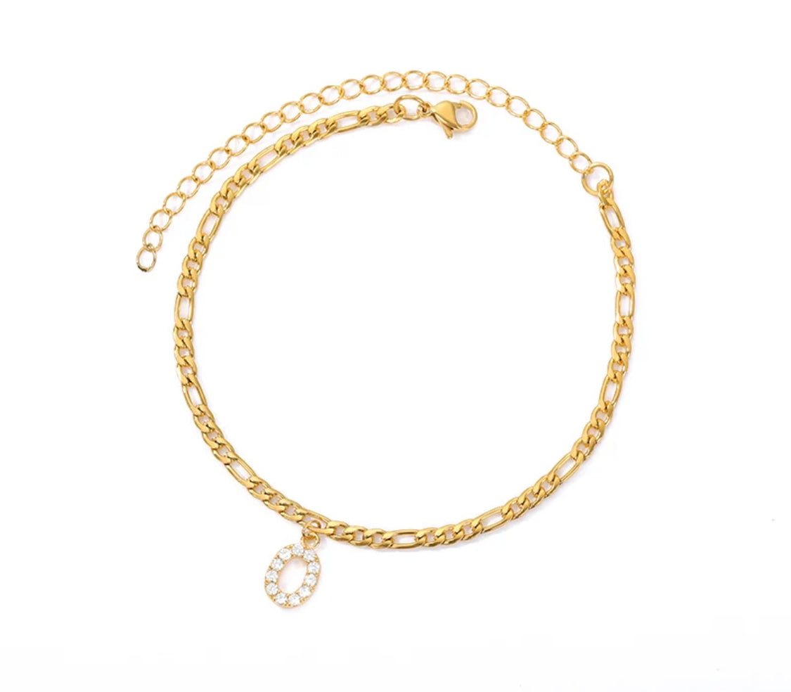 Buy Orb & Gravel O Alphabet Cuban Chain Anklet in Pakistan