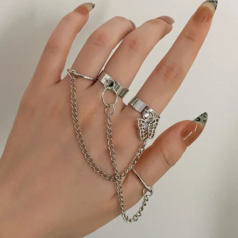 Buy Orb & Gravel Butterfly Chain Connected Ringset in Pakistan