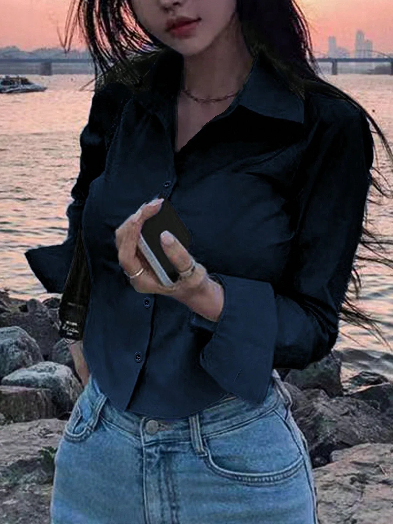 Buy SHEIN INAWLY Women Solid Color Casual Blouse Shirt in Pakistan