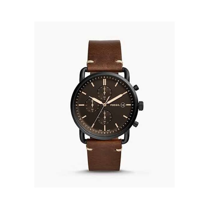 Buy Commuter Black Dial Brown Leather Strap Watch For Men in Pakistan
