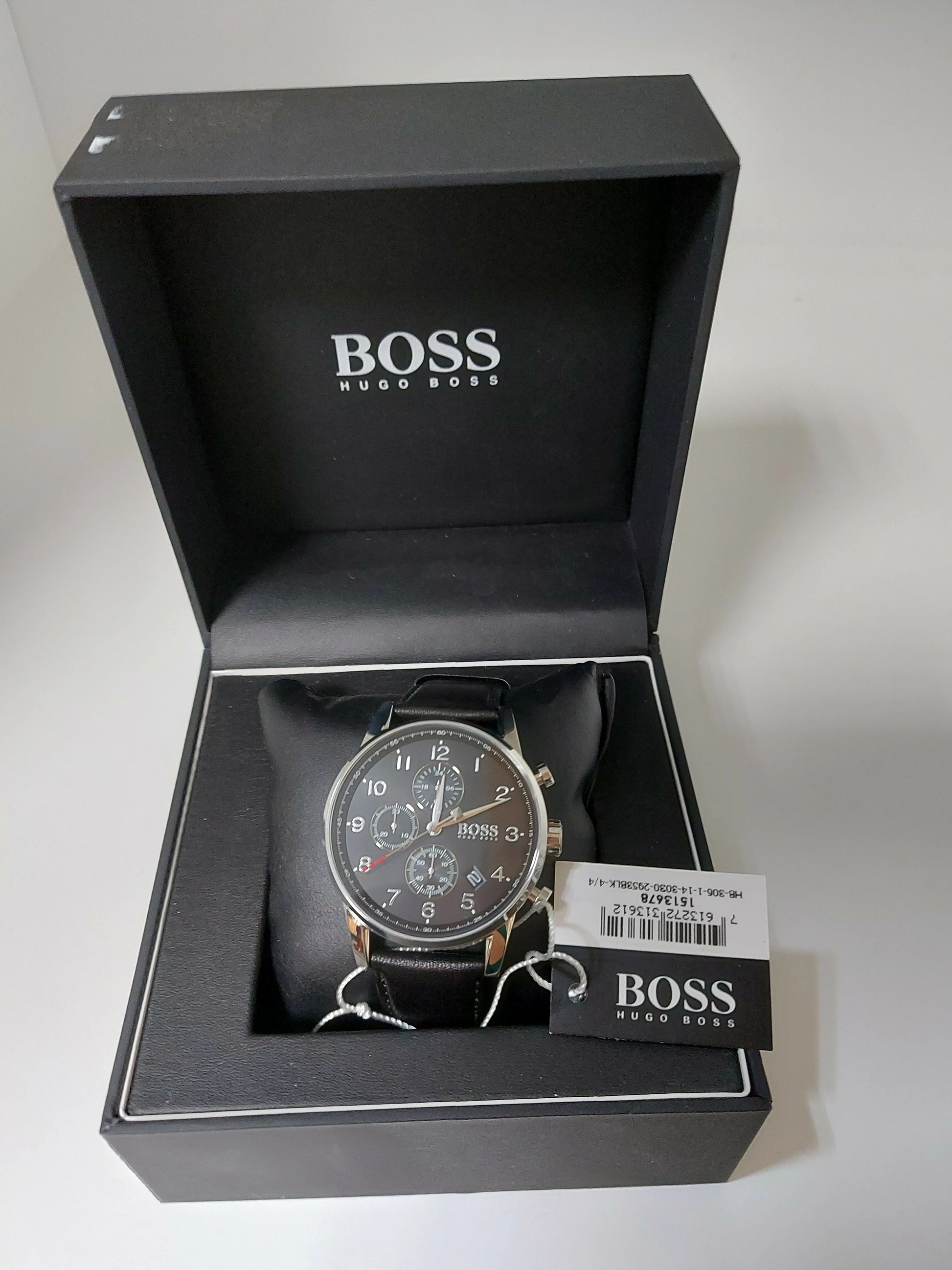 Buy Hugo Boss Navigator Black Dial Black Leather Strap Watch for Men - 1513678 in Pakistan
