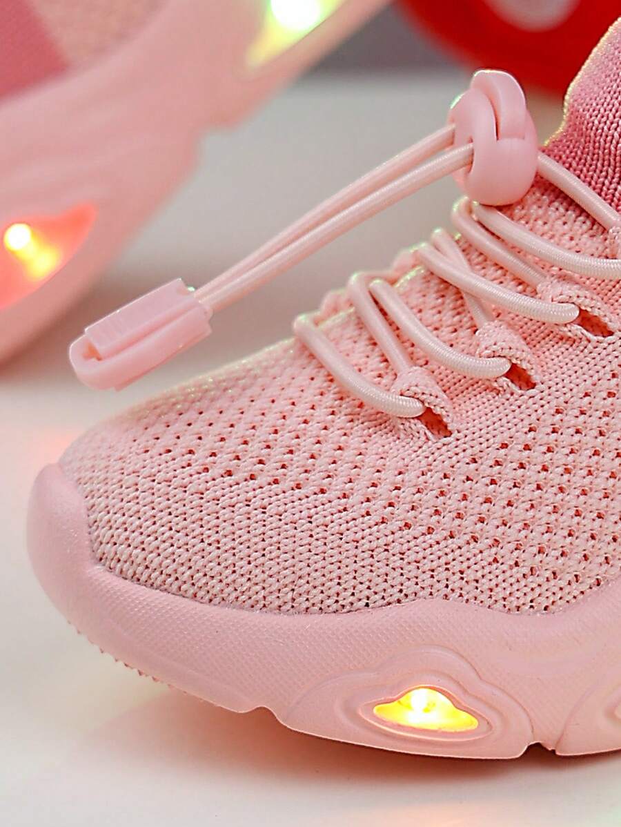 Buy SHEIN Infant Striped High Top Breathable & Soft Shoe Upper, Comfortable Lining, With LED Light Sole, Versatile Sneakers For All Seasons in Pakistan