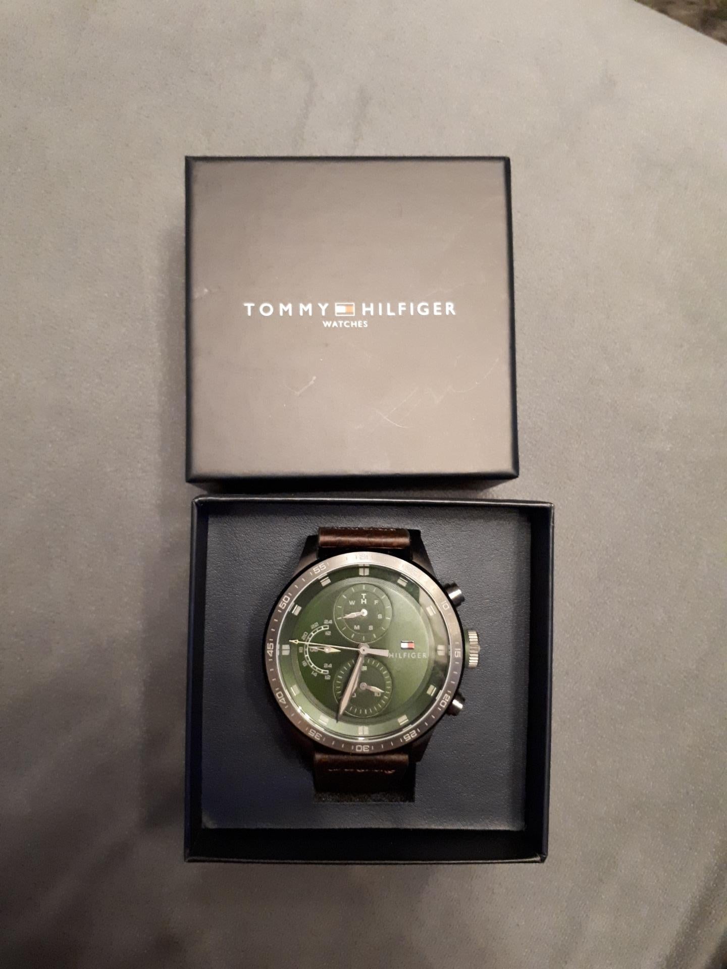 Buy Tommy Hilfiger Mens Quartz Leather Strap Green Dial 46mm Watch - 1791809 in Pakistan