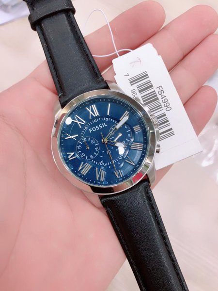 Buy Grant Navy Blue Dial Black Leather Strap Watch For Men in Pakistan