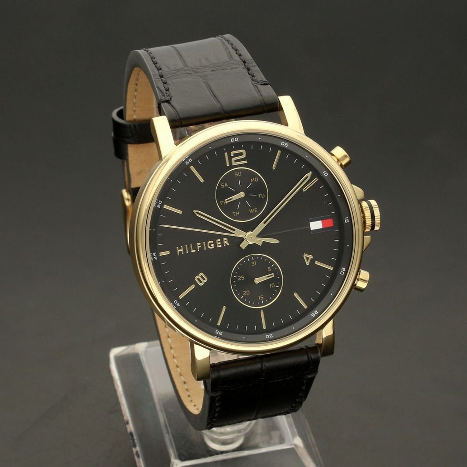 Buy Tommy Hilfiger Mens Quartz Leather Strap Black Dial 44mm Watch - 1710417 in Pakistan