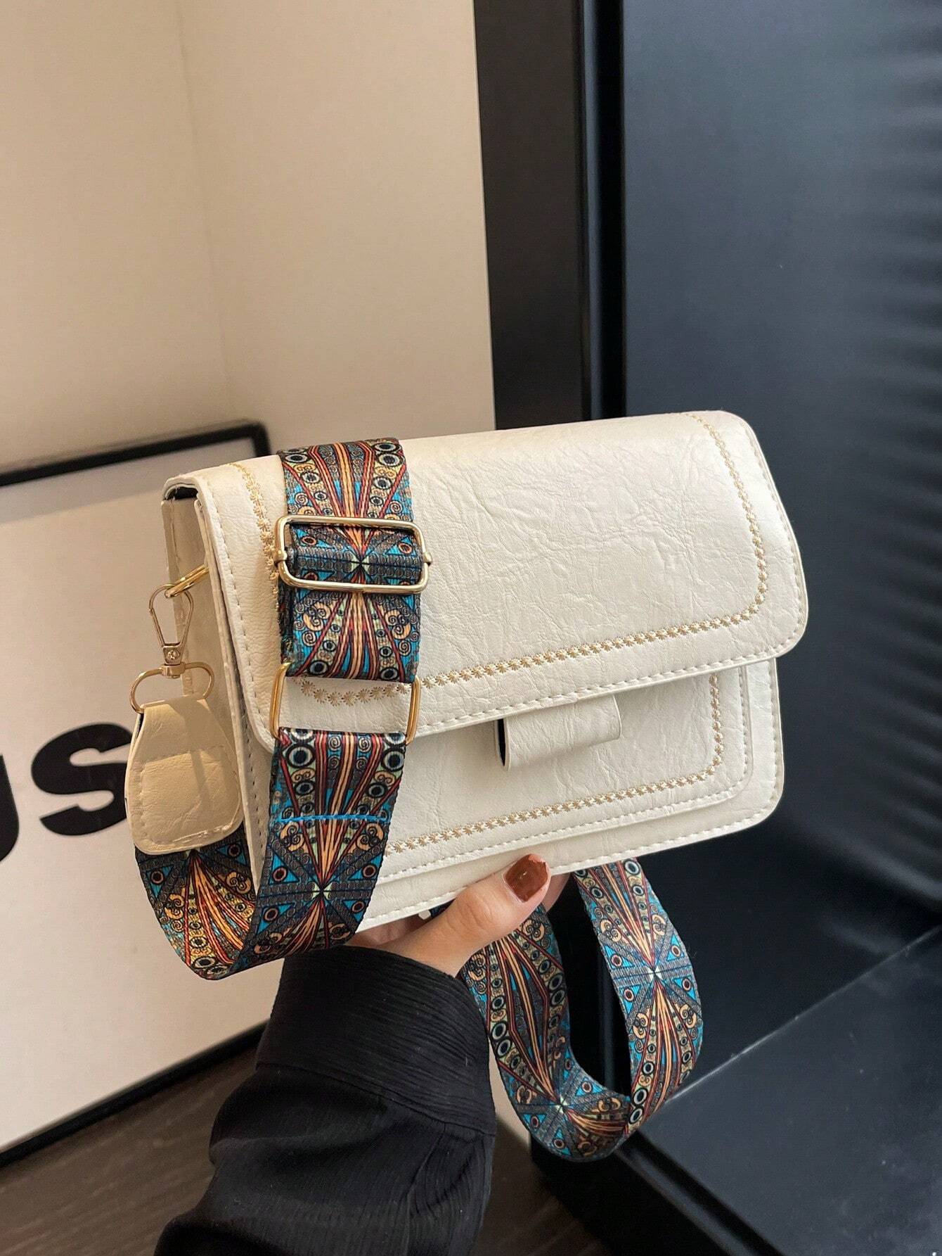 Buy SHEIN Korean Style Retro Simple Small Square Shoulder Bag For Women, Autumn And Winter 2023 New Arrival, Commuter Bag With Wide Shoulder Strap, Crossbody Bag in Pakistan