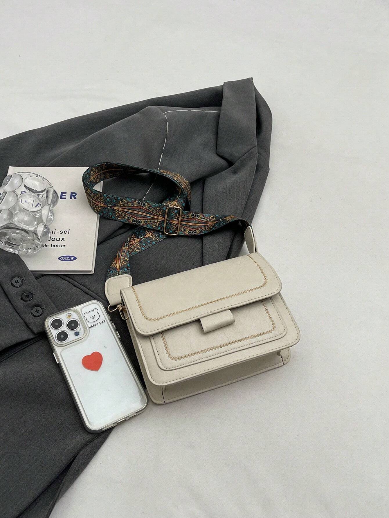 Buy SHEIN Korean Style Retro Simple Small Square Shoulder Bag For Women, Autumn And Winter 2023 New Arrival, Commuter Bag With Wide Shoulder Strap, Crossbody Bag in Pakistan