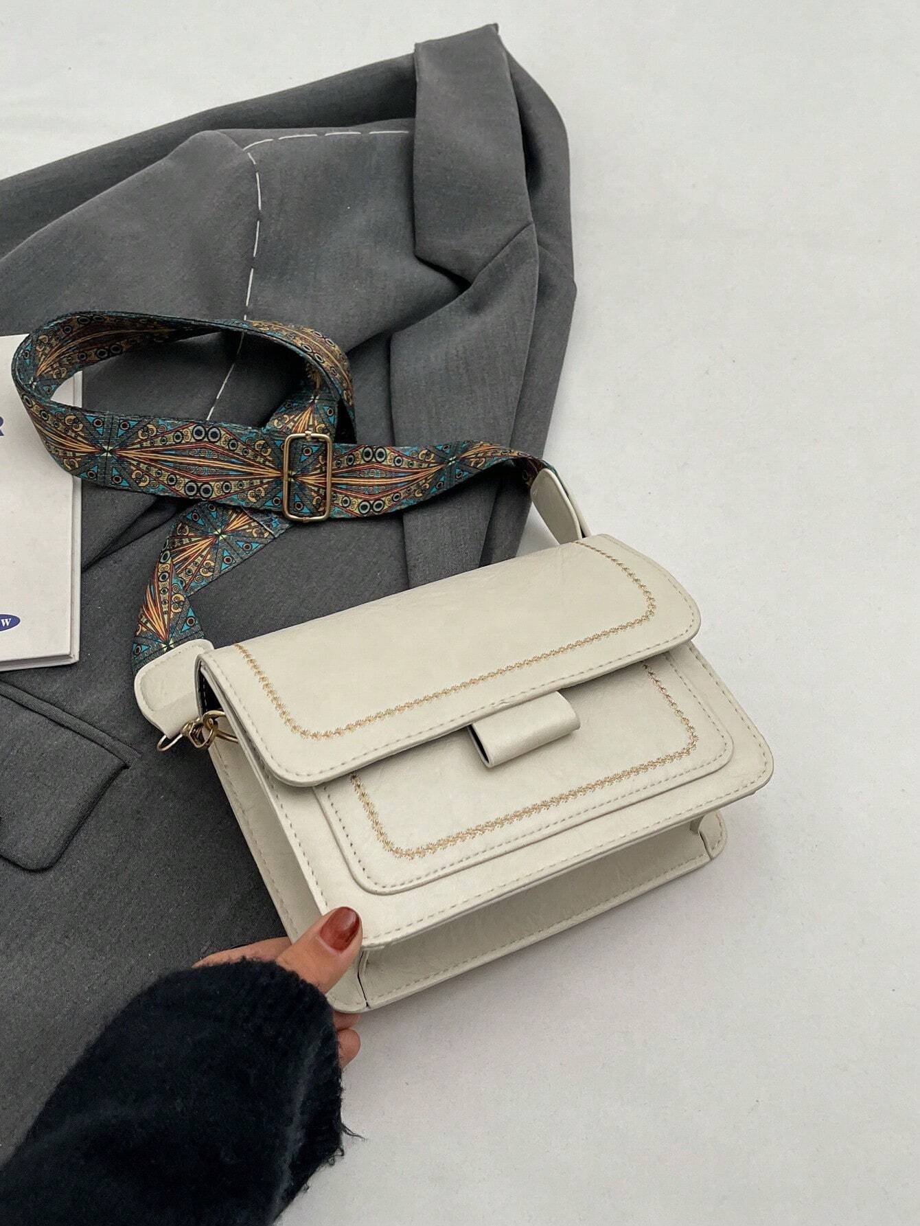 Buy SHEIN Korean Style Retro Simple Small Square Shoulder Bag For Women, Autumn And Winter 2023 New Arrival, Commuter Bag With Wide Shoulder Strap, Crossbody Bag in Pakistan