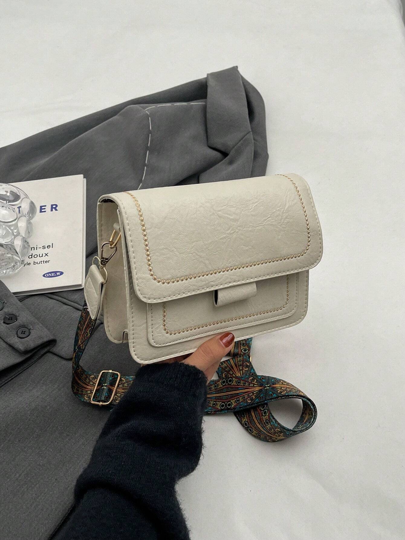 Buy SHEIN Korean Style Retro Simple Small Square Shoulder Bag For Women, Autumn And Winter 2023 New Arrival, Commuter Bag With Wide Shoulder Strap, Crossbody Bag in Pakistan