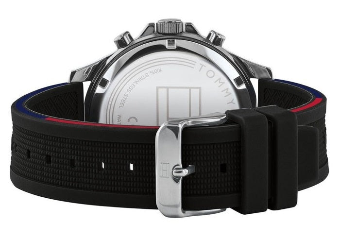 Buy Tommy Hilfiger Mens Quartz Silicone Strap Black Dial 46mm Watch - 1791724 in Pakistan