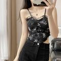 Buy Florea - Floral Asymmetrical Camisole Top - Black in Pakistan