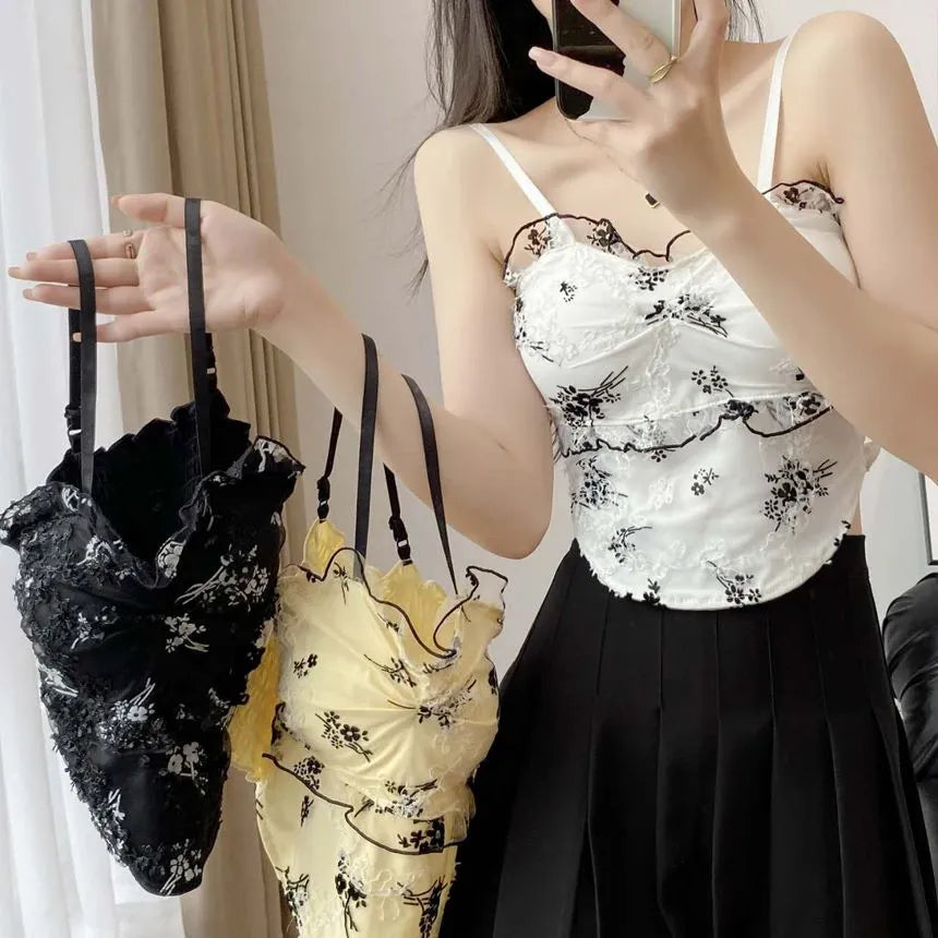 Buy Florea - Floral Asymmetrical Camisole Top - Beige in Pakistan