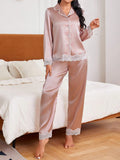 Buy SHEIN Ladies' Lace Trimmed Satin Pajama Set in Pakistan