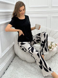 Buy SHEIN Ladies' Simple & Fashionable Casual Short Sleeve Top & Pants Pajama Set in Pakistan
