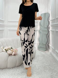 Buy SHEIN Ladies' Simple & Fashionable Casual Short Sleeve Top & Pants Pajama Set in Pakistan
