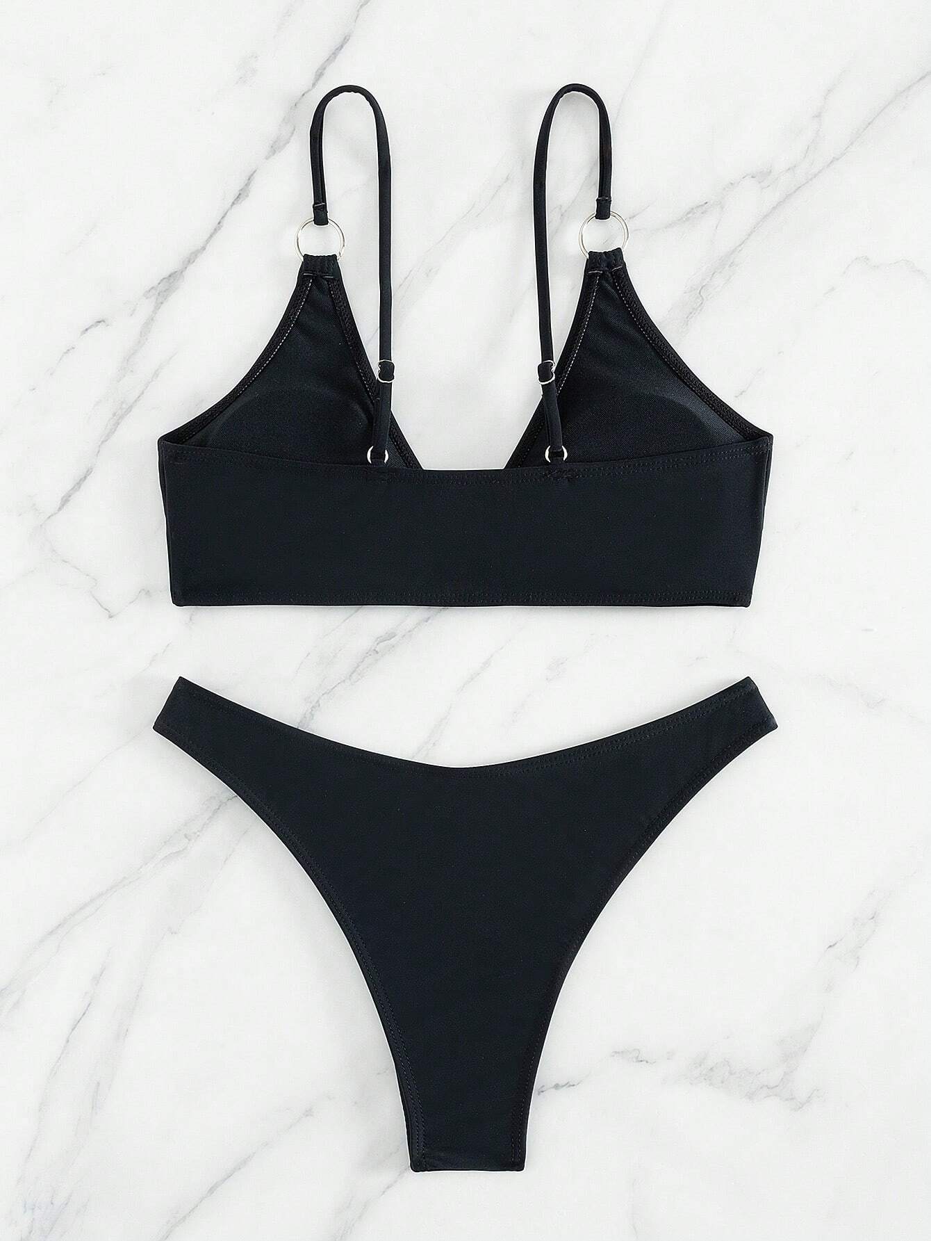 Buy SHEIN Ladies' Solid Color Circular Ring Connection Separated Swimsuit, 2pcs/Set in Pakistan
