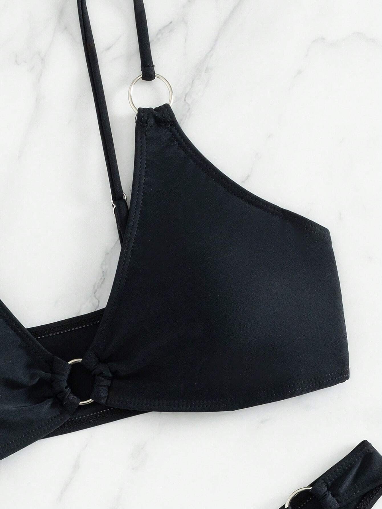 Buy SHEIN Ladies' Solid Color Circular Ring Connection Separated Swimsuit, 2pcs/Set in Pakistan