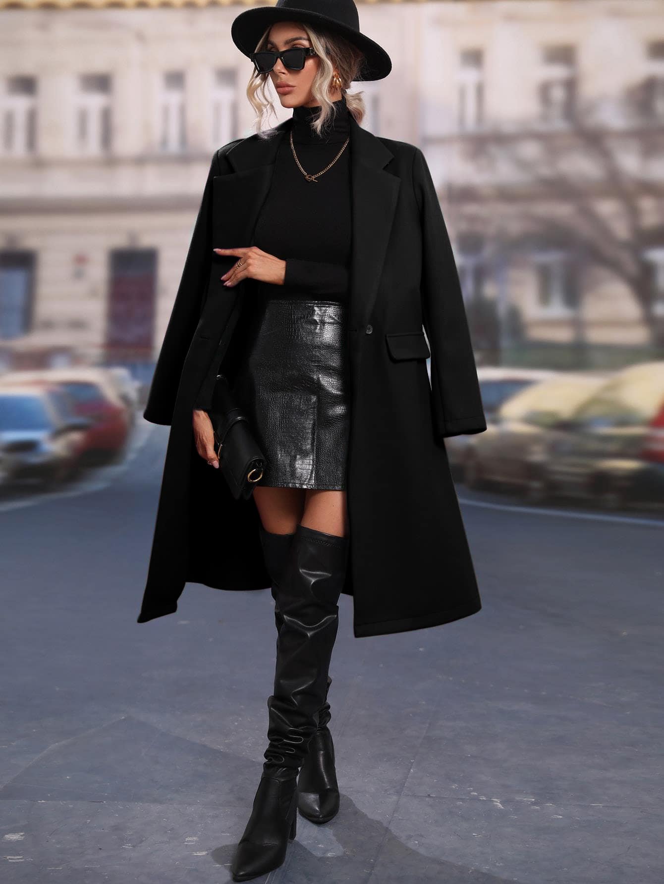 Buy SHEIN Lapel Neck Double Breasted Overcoat in Pakistan