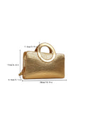 Buy SHEIN Lightweight,Business Casual Metallic Crocodile Embossed Top Ring Square Bag in Pakistan