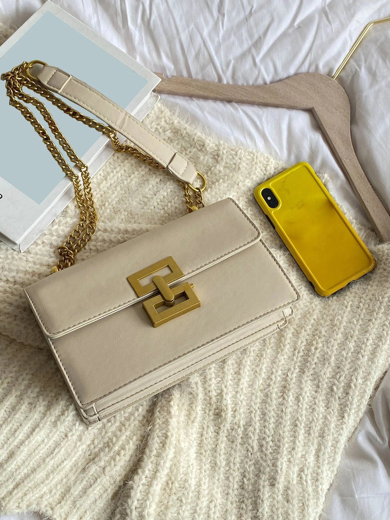 Buy SHEIN Lightweight,Business Casual Minimalist Chain Flap Square Bag in Pakistan