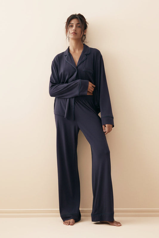 Buy Cloud Linen Pajama Set - Navyblue in Pakistan