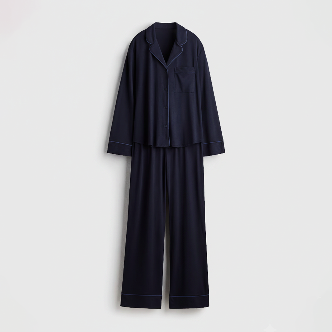 Buy Cloud Linen Pajama Set - Navyblue in Pakistan
