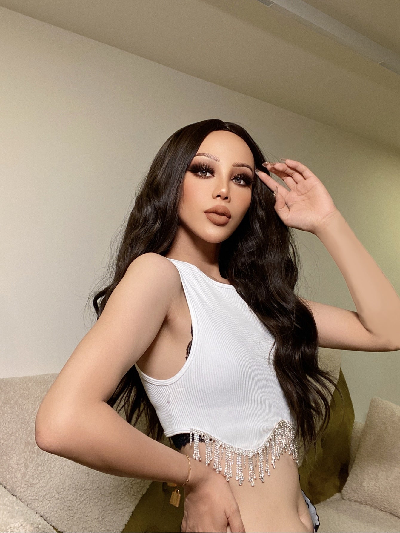 Buy SHEIN Long Wavy Wig for Women 24inch Dark brown Wig Middle Part Wig Natural Looking Hair Replacement Wig for Daily Party Use in Pakistan