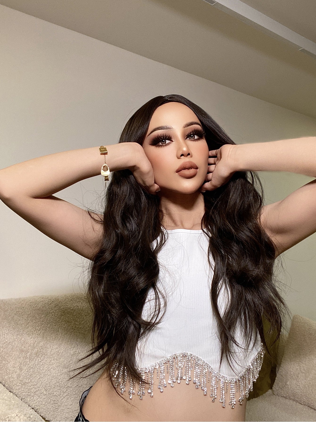 Buy SHEIN Long Wavy Wig for Women 24inch Dark brown Wig Middle Part Wig Natural Looking Hair Replacement Wig for Daily Party Use in Pakistan