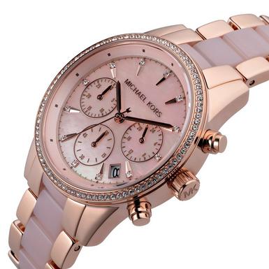 Buy Michael Kors Ritz Chronograph Quartz Crystal Two Tone Strap Ladies Watch - MK6769 in Pakistan