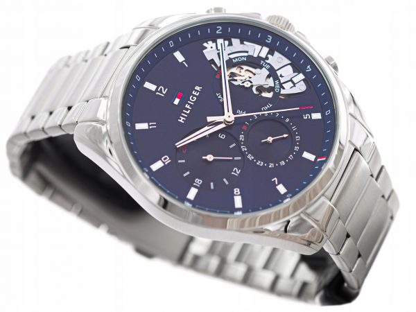 Buy Tommy Hilfiger Mens Quartz Silver Stainless Steel Blue Dial 44mm Watch - 1710448 in Pakistan