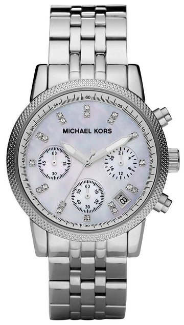 Buy Michael Kors Chronograph Mother Of Pearl Dial Silver Strap Ladies Watch - Mk5020 in Pakistan