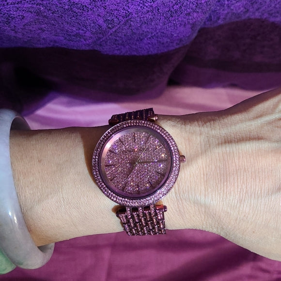 Buy Michael Kors Darci Crystal Set/steel Purple Dial Purple Stainless Steel Strap Watch for Women - Mk3782 in Pakistan