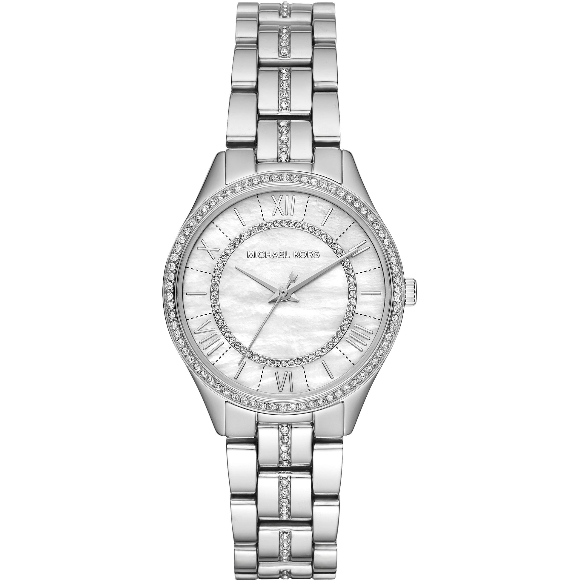 Buy Michael Kors Lauryn Crystal Mother Of Pearl Dial Silver Steel Strap Ladies Watch - Mk3900 in Pakistan