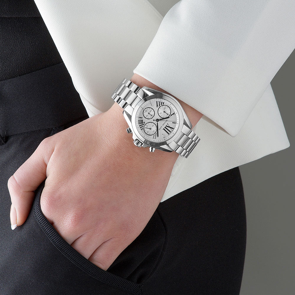 Buy Michael Kors Womens Chronograph Quartz Stainless Steel Silver Dial 34mm Watch - Mk6174 in Pakistan