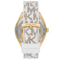 Buy Michael Kors Jessa Gold Dial with Diamonds White Leather Strap Watch for Women - MK7204 in Pakistan