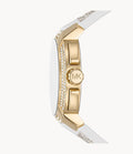 Buy Michael Kors Jessa Gold Dial with Diamonds White Leather Strap Watch for Women - MK7204 in Pakistan