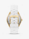 Buy Michael Kors Jessa Gold Dial with Diamonds White Leather Strap Watch for Women - MK7267 in Pakistan