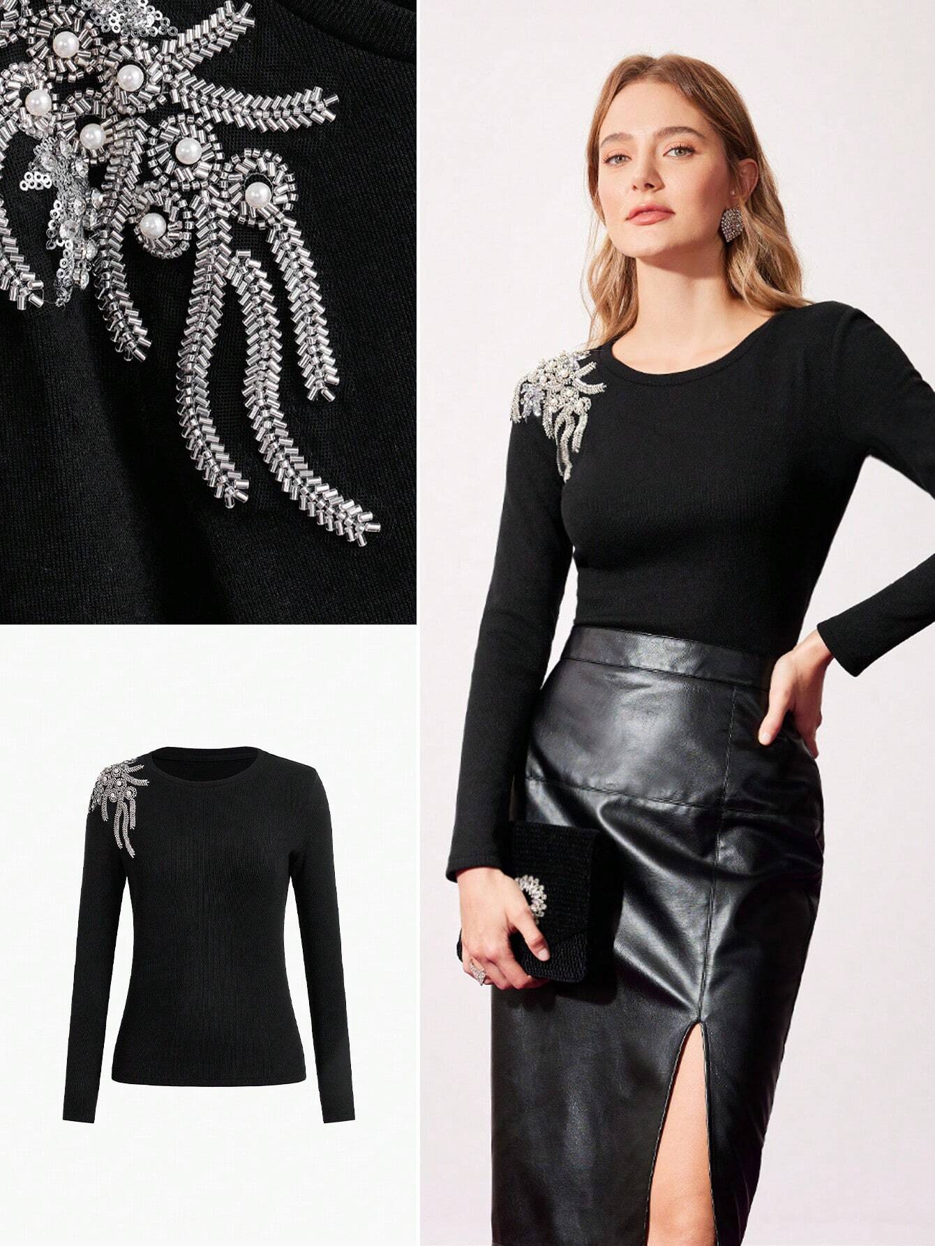 Buy SHEIN MOTF PREMIUM BEADED EMBROIDERY TOP in Pakistan