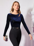 Buy SHEIN MOTF PREMIUM GLITTER CUTOUT TOP in Pakistan