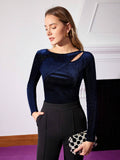 Buy SHEIN MOTF PREMIUM GLITTER CUTOUT TOP in Pakistan