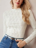 Buy SHEIN MOTF PREMIUM SOLID FLORAL TEXTURED LETTUCE TRIM SLIM FIT TEE in Pakistan