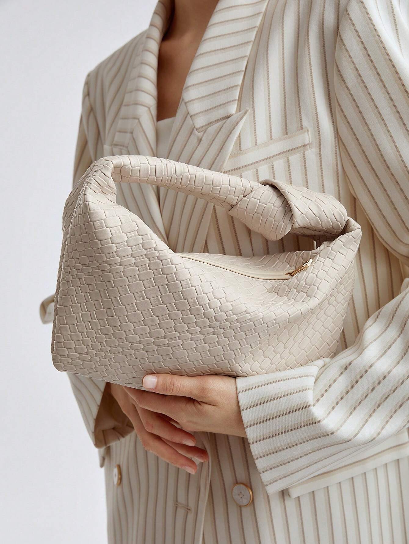 Buy SHEIN MOTF PREMIUM WOMEN'S MINIMALIST AND FASHIONABLE EMBOSSED ZIPPER TOP HANDLE BAG FOR COMMUTING in Pakistan
