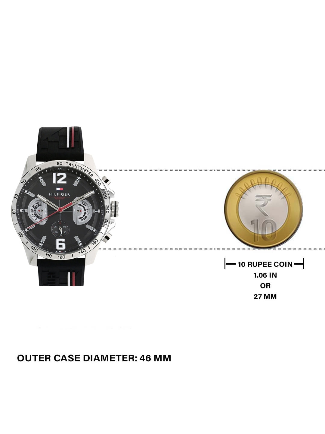 Buy Tommy Hilfiger Mens Quartz Silicone Strap Black Dial 46mm Watch - 1791473 in Pakistan