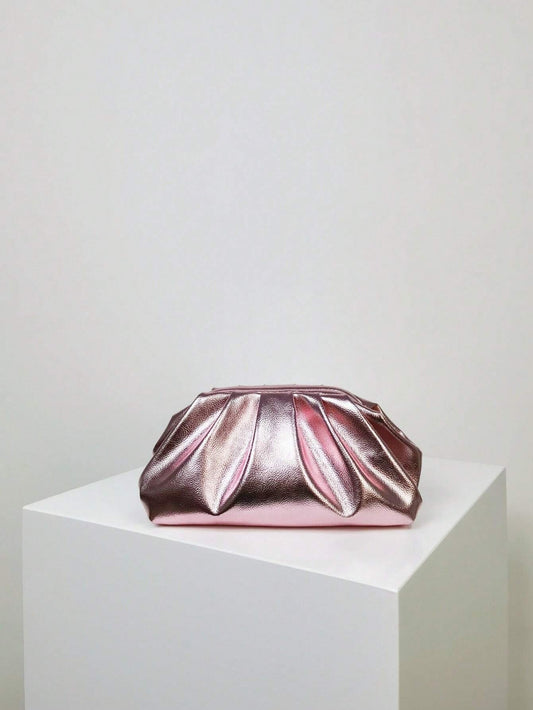 Buy SHEIN Medium Metallic Ruched Bag Pink Funky Pu in Pakistan