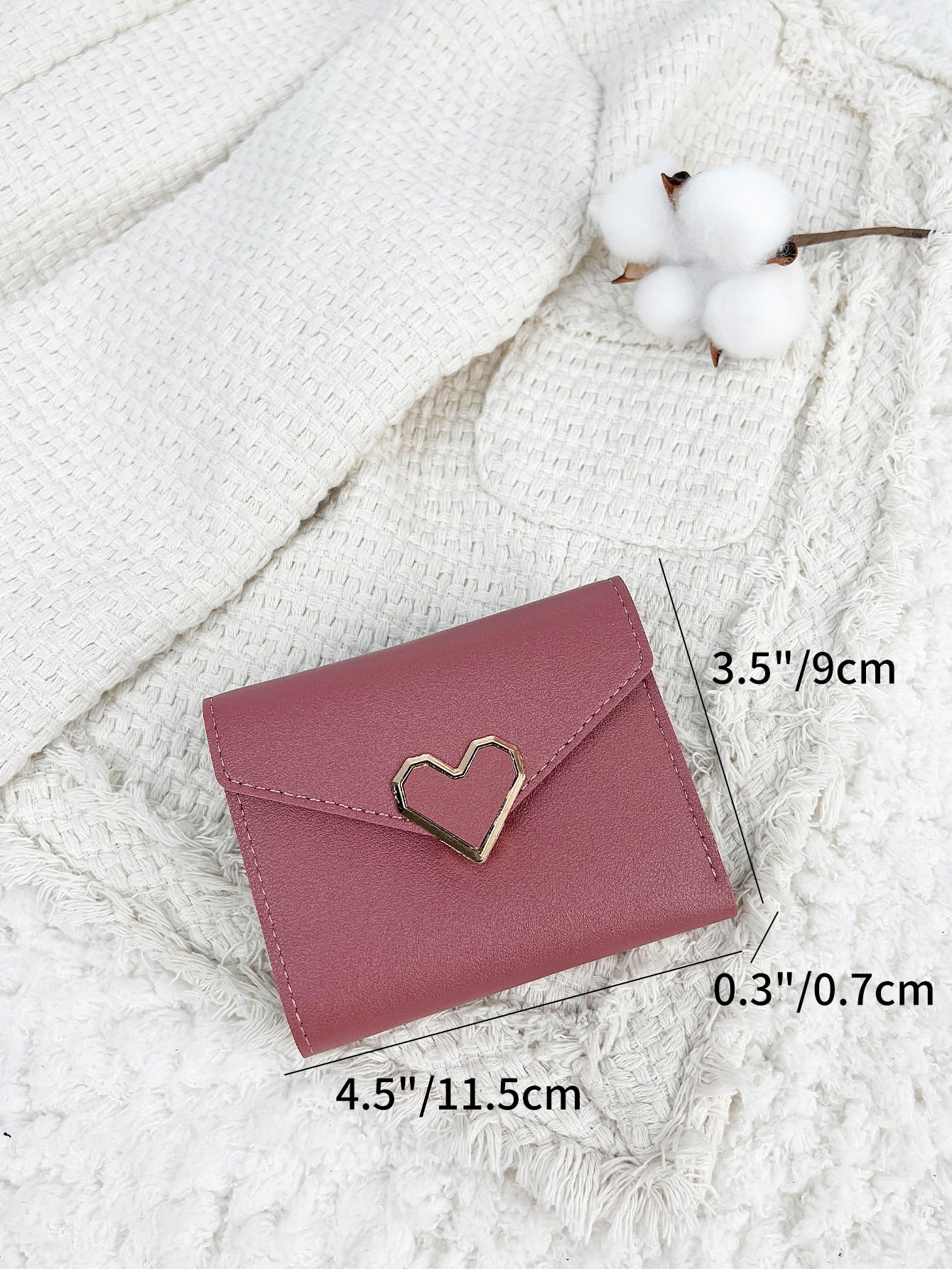 Buy SHEIN Metal Heart Small Wallet Coin Pocket Small Purse Bifold Women Wallet Mini Lightweight Minimalist Fashion Modern in Pakistan