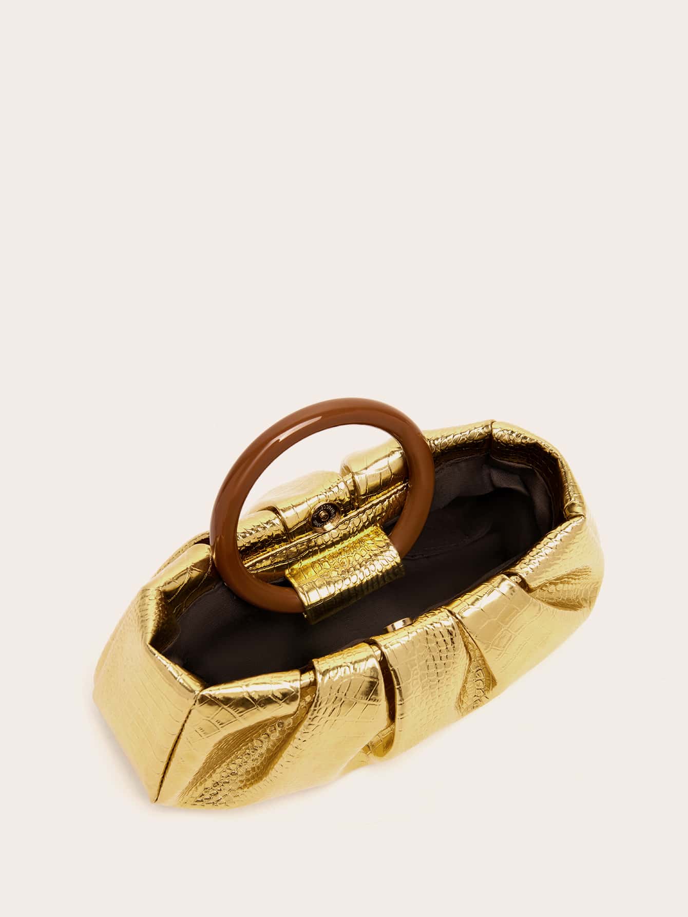 Buy SHEIN Metallic Crocodile Embossed Ruched Bag in Pakistan
